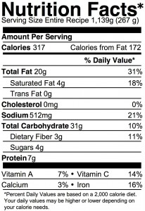 vegan potato soup nutrition info
